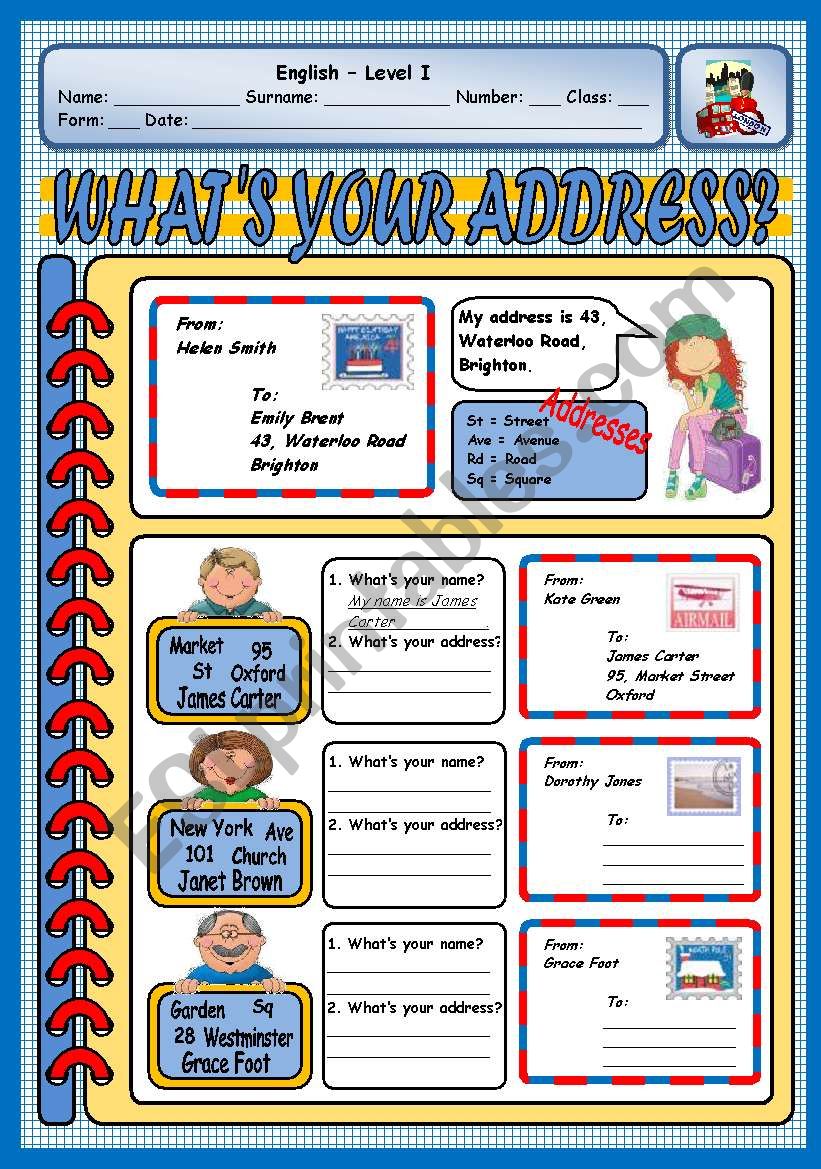 WHATS YOUR ADDRESS? worksheet