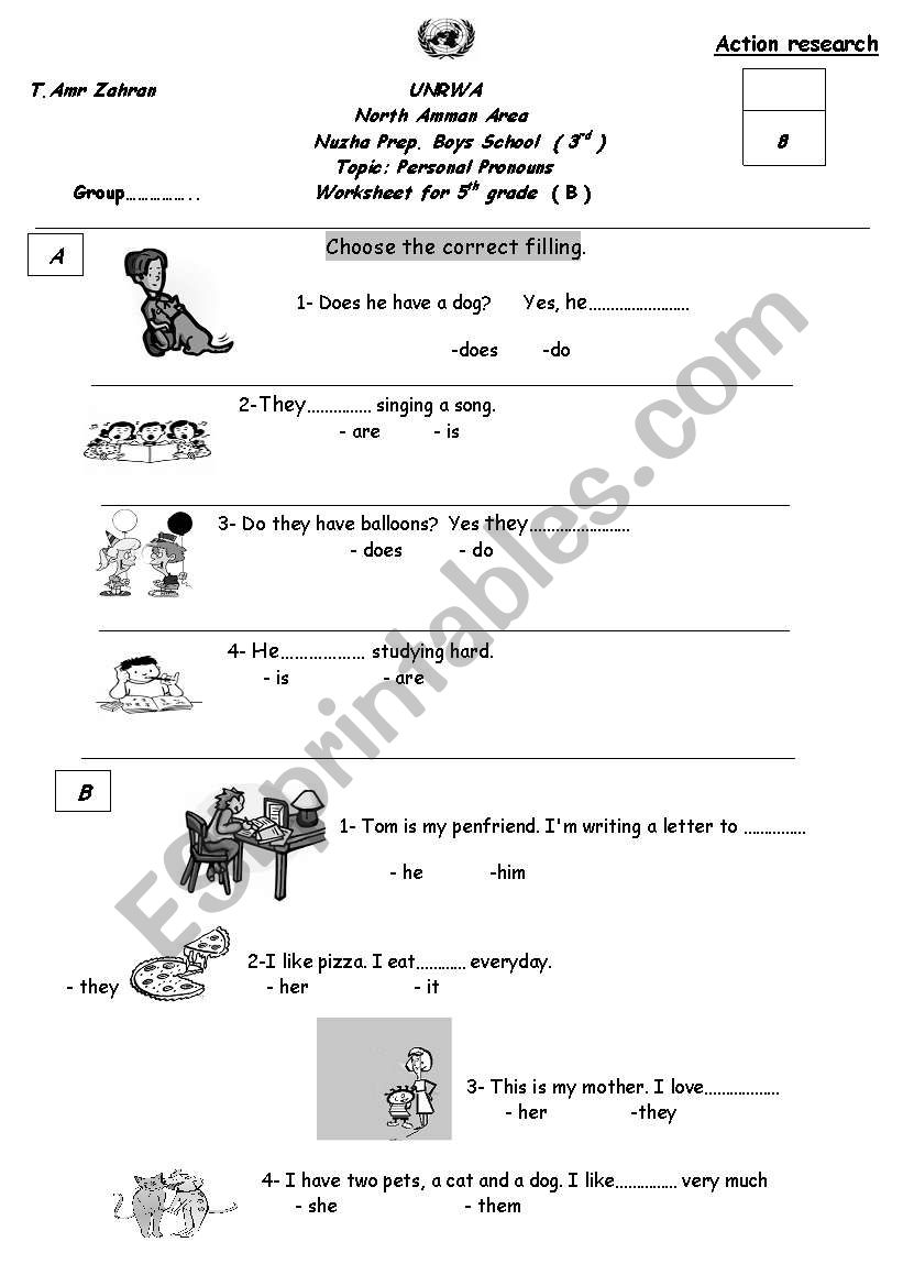 pronoun - verb agreement worksheet