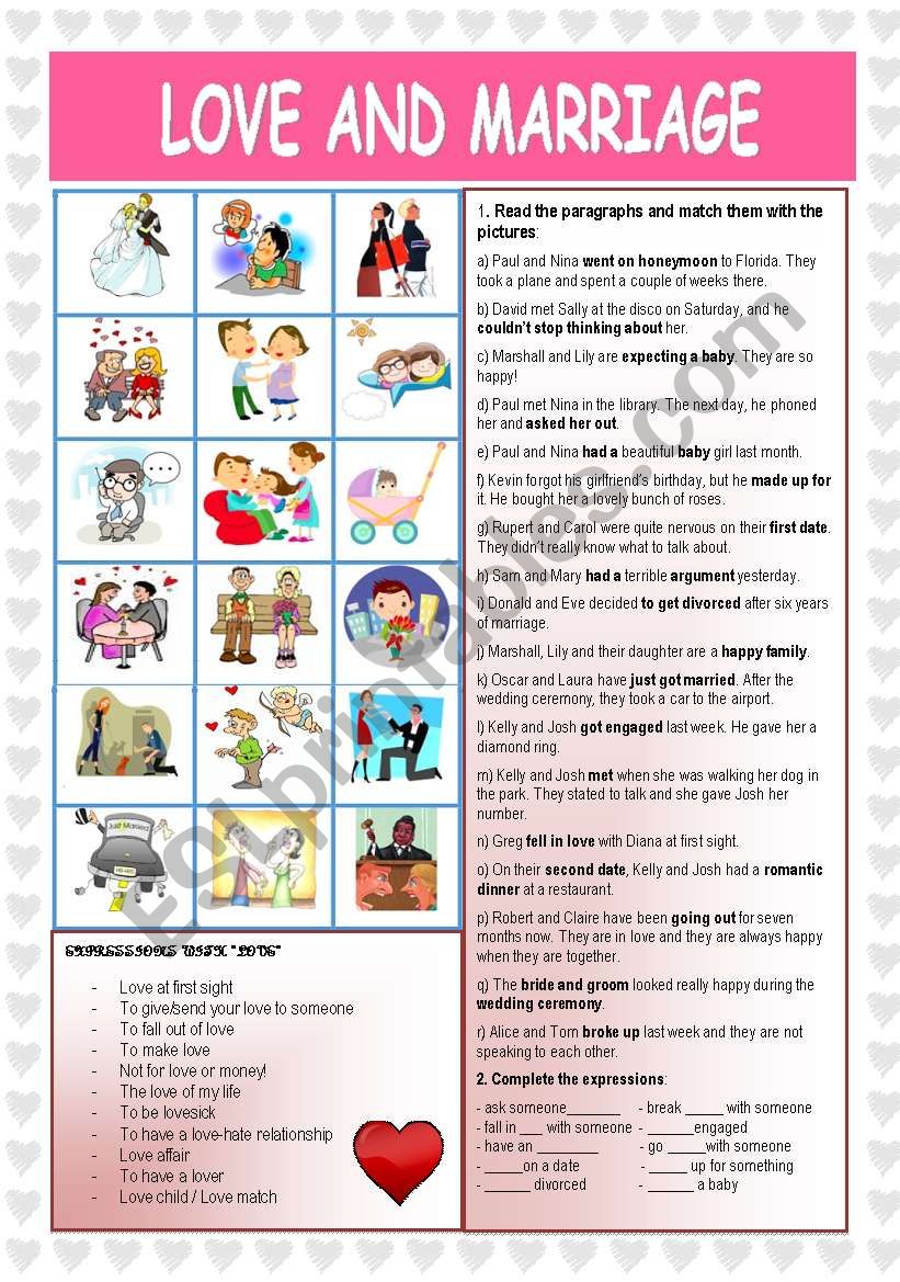 Love and Marriage worksheet