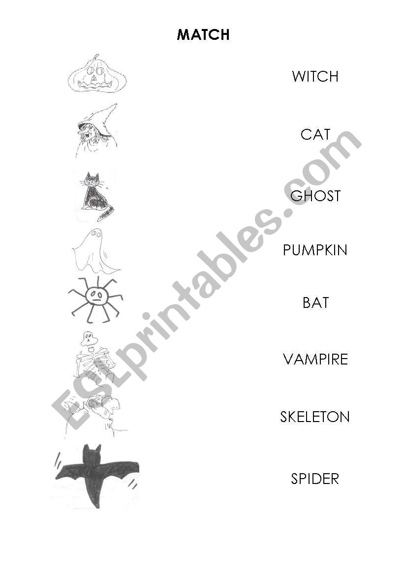 Match Halloween Words worksheet