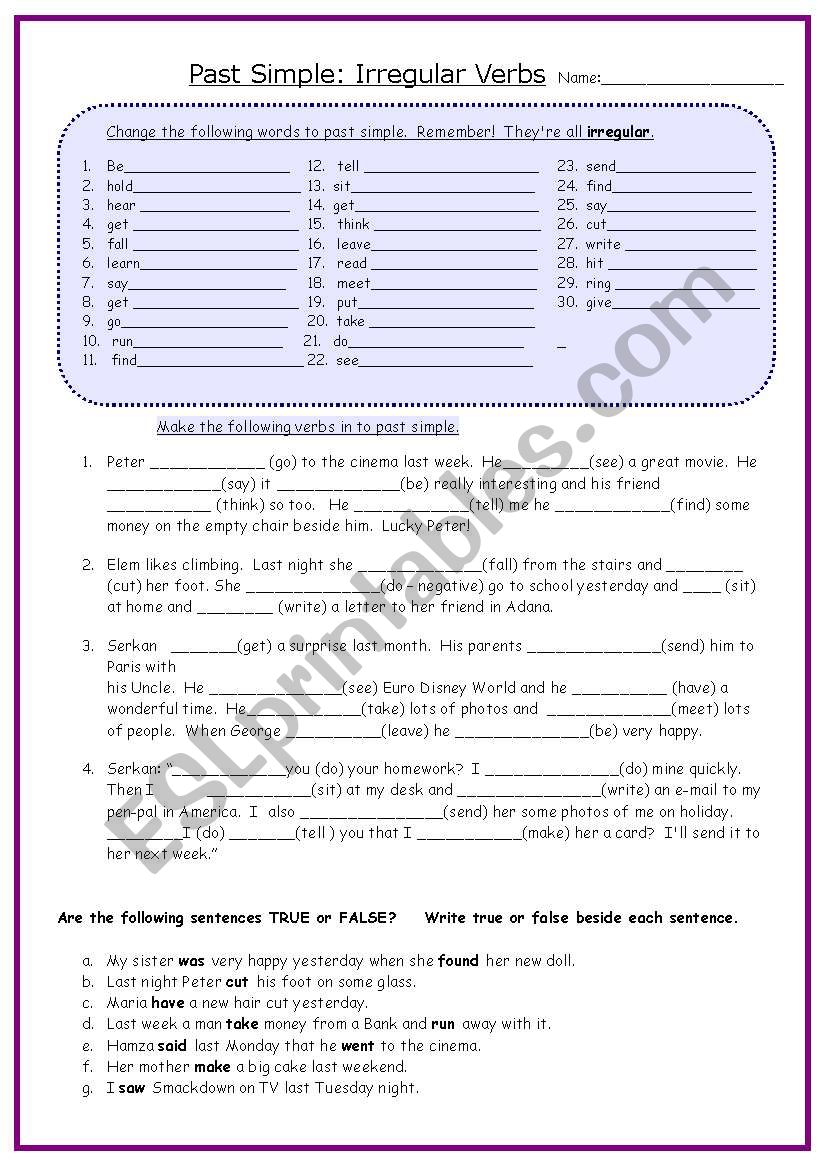 Irregular verbs -  past simple