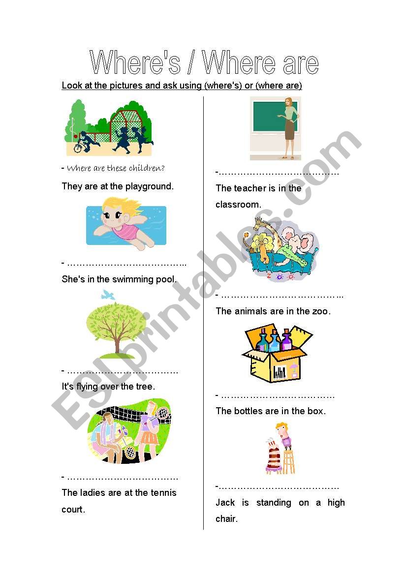 English worksheets Where´s / Where are