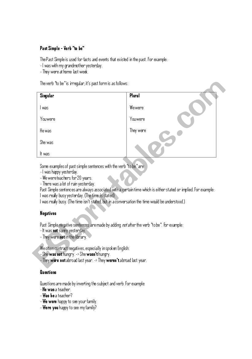 past simple tense worksheet