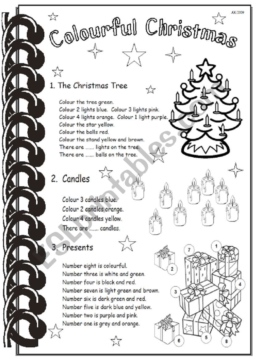 Colourful Christmas worksheet