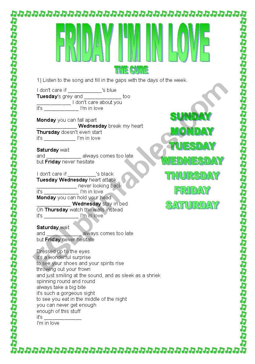 Friday IÂ´m in love - The cure (song)