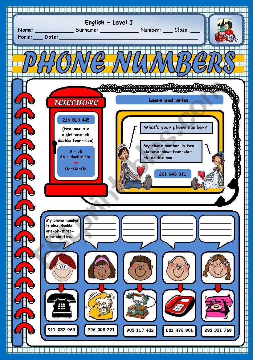 WHATS YOUR PHONE NUMBER? worksheet