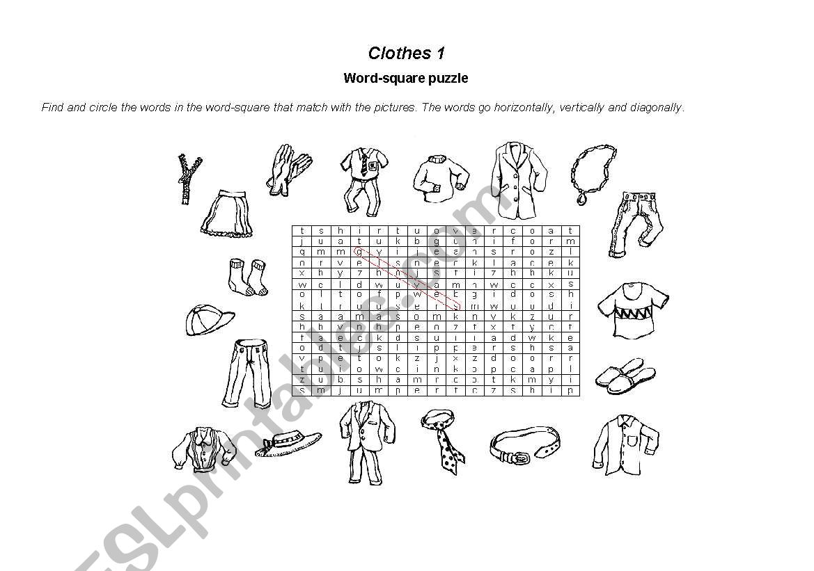 Clothes worksheet