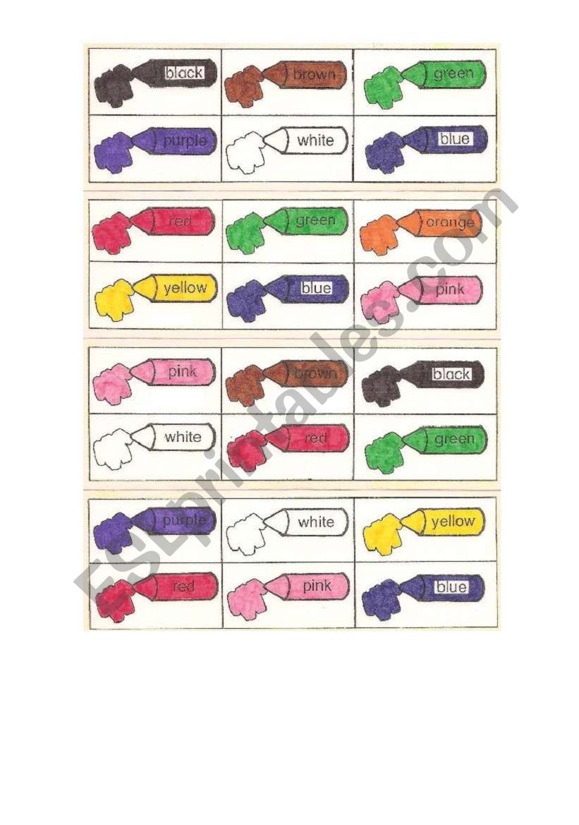 Bingo Colours worksheet