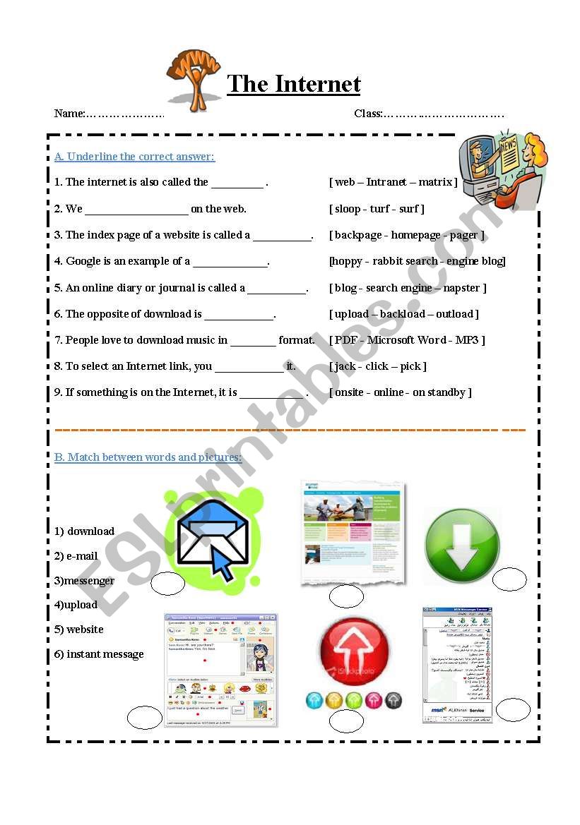 The Internet worksheet