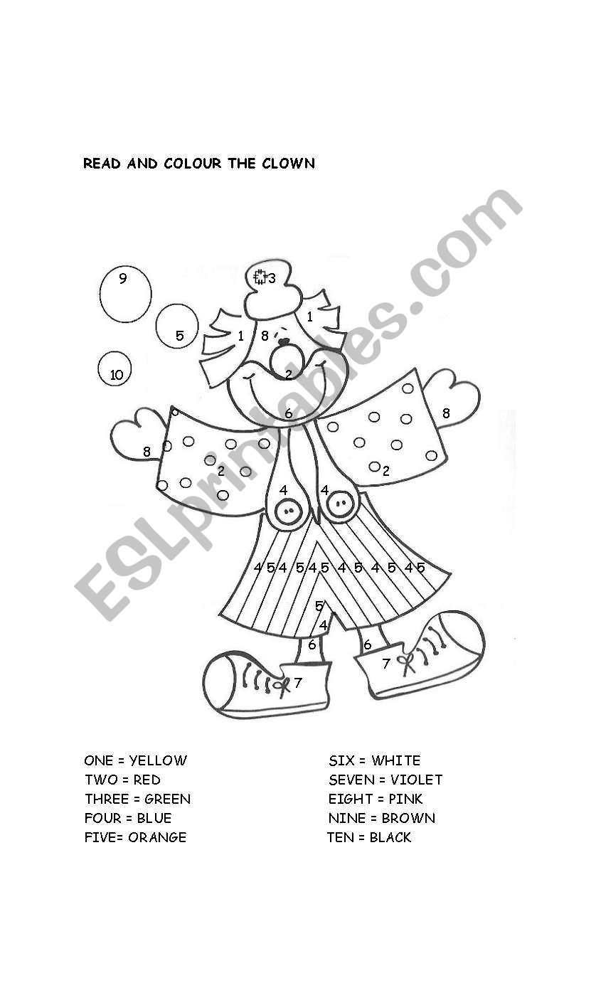 A funny clown worksheet