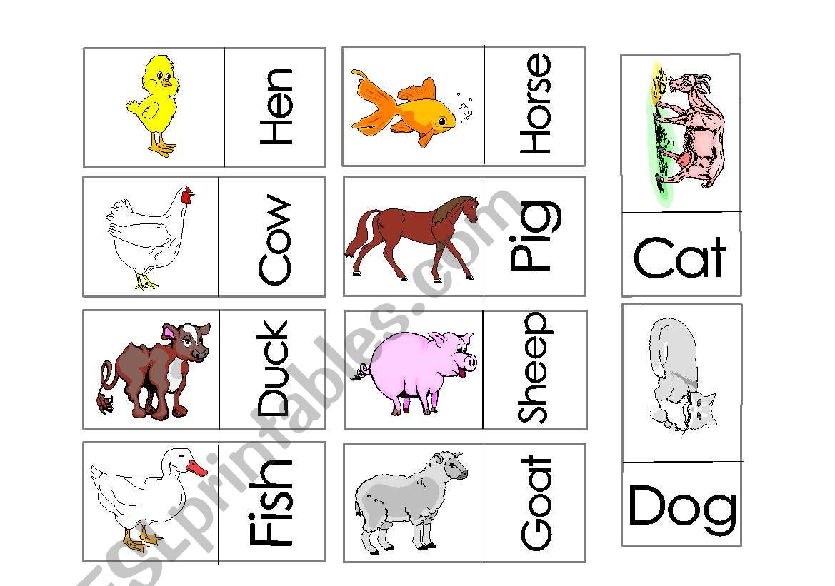 Animals Domino Game 1 Part worksheet