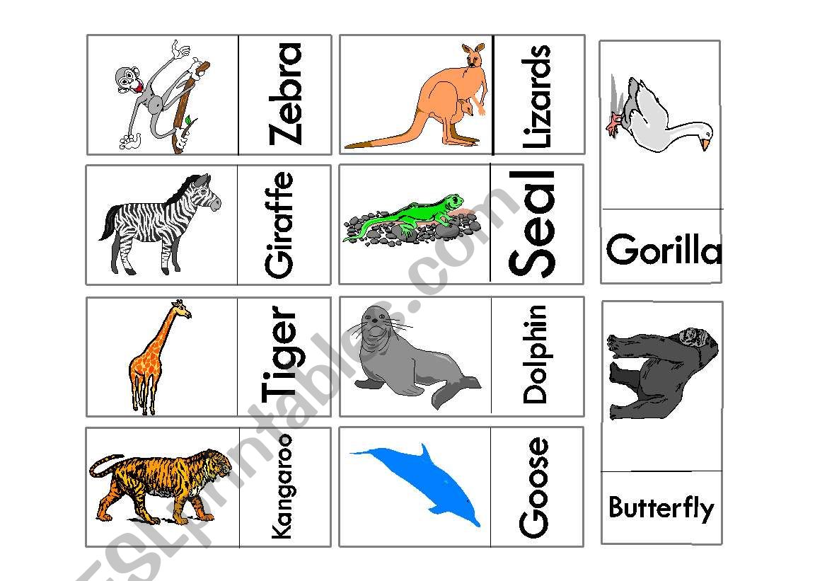 Animals Domino Game 2 Part worksheet