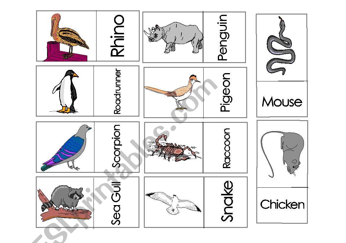 Animals Domino Game 4 Part worksheet