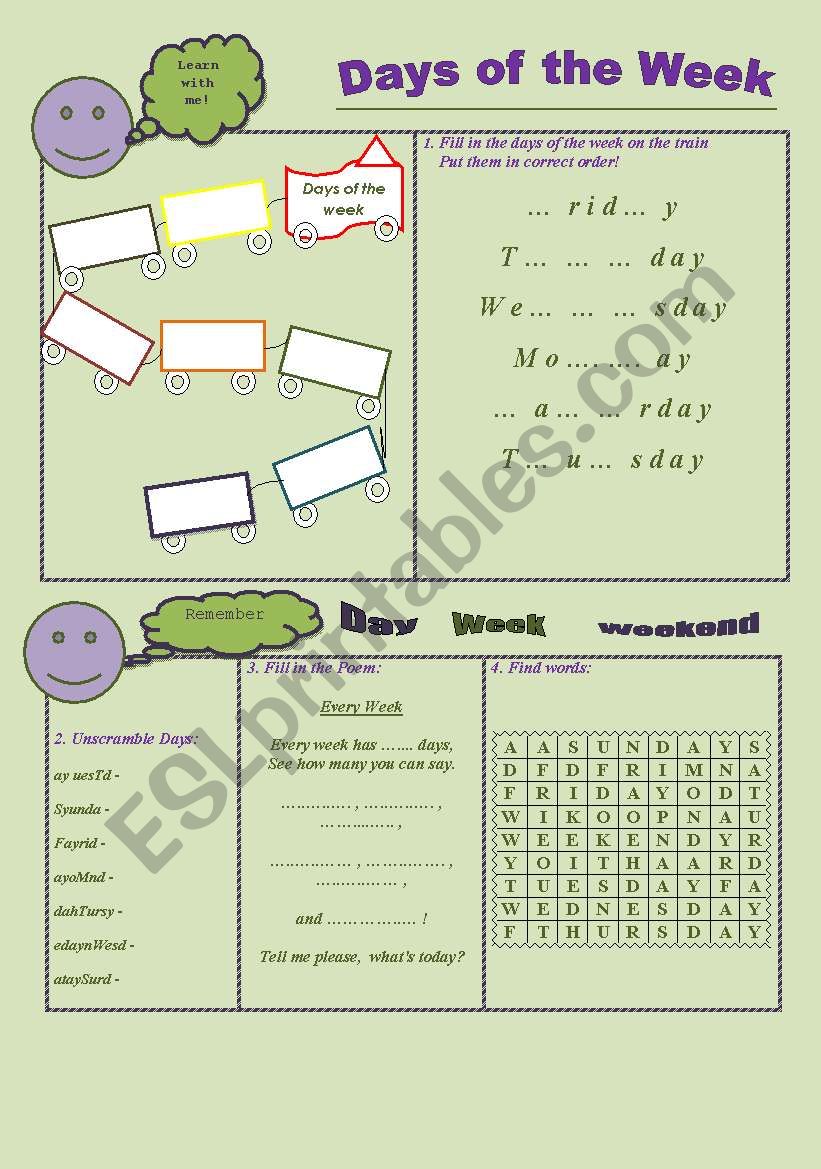 Days of the Week worksheet