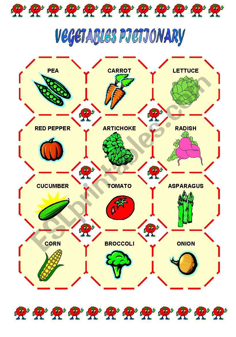 VEGETABLE PICTIONARY worksheet