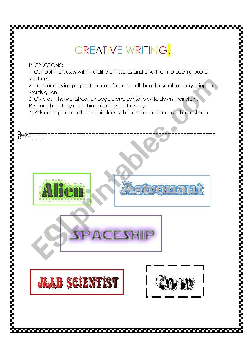CREATIVE WRITING (2 pages) worksheet