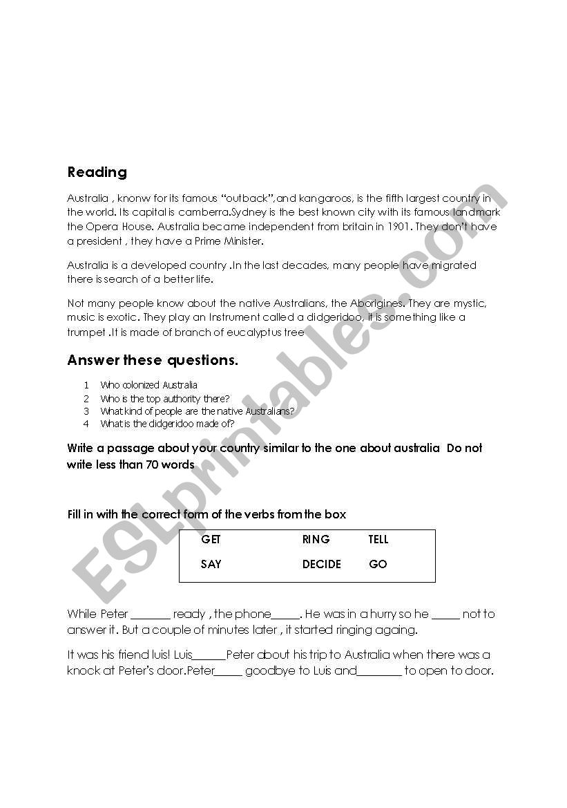 simple past  worksheet