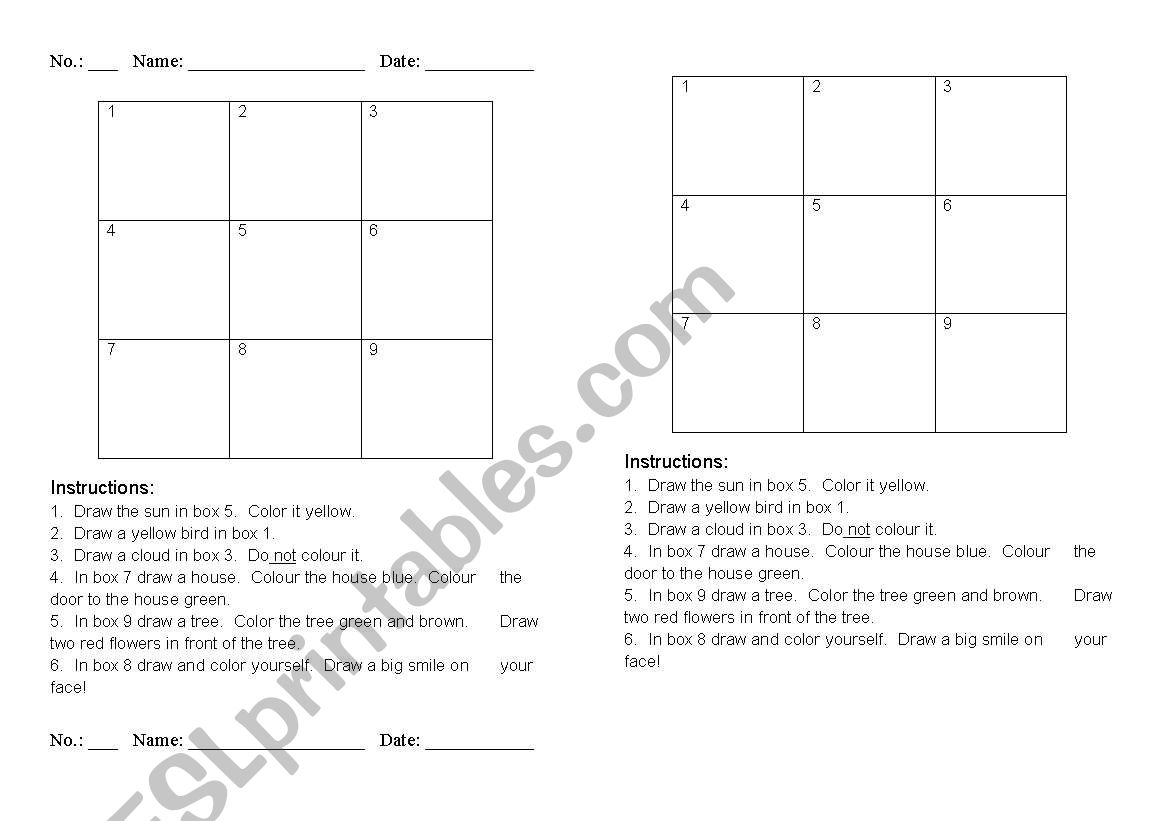 Color by Reading Instructions worksheet