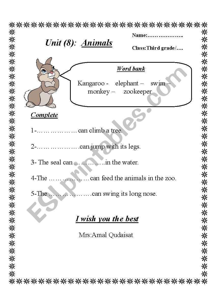 animals worksheet