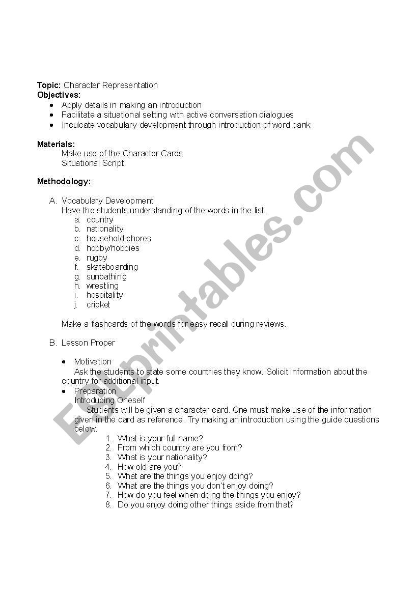 Lesson Plan worksheet