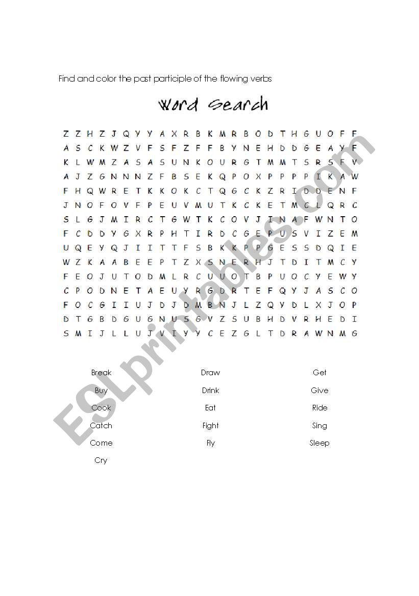 Verbsword search worksheet