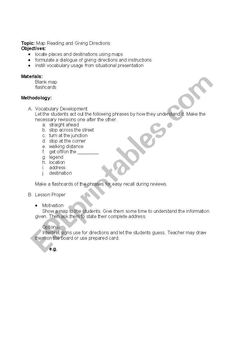 MAPS worksheet