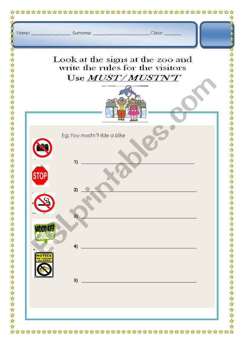 must/must not worksheet