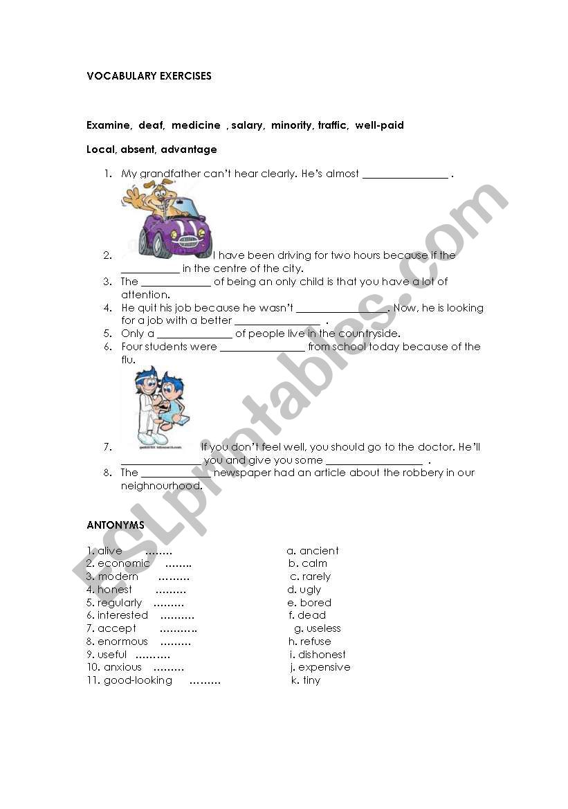 Various vocabulary (2 pages) worksheet