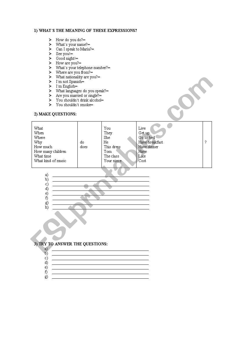 MAKING QUESTIONS worksheet