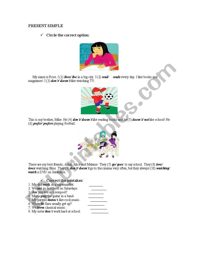 PRESENT SIMPLE worksheet