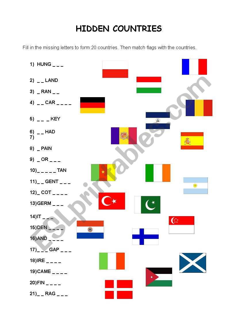 Hidden Countries worksheet