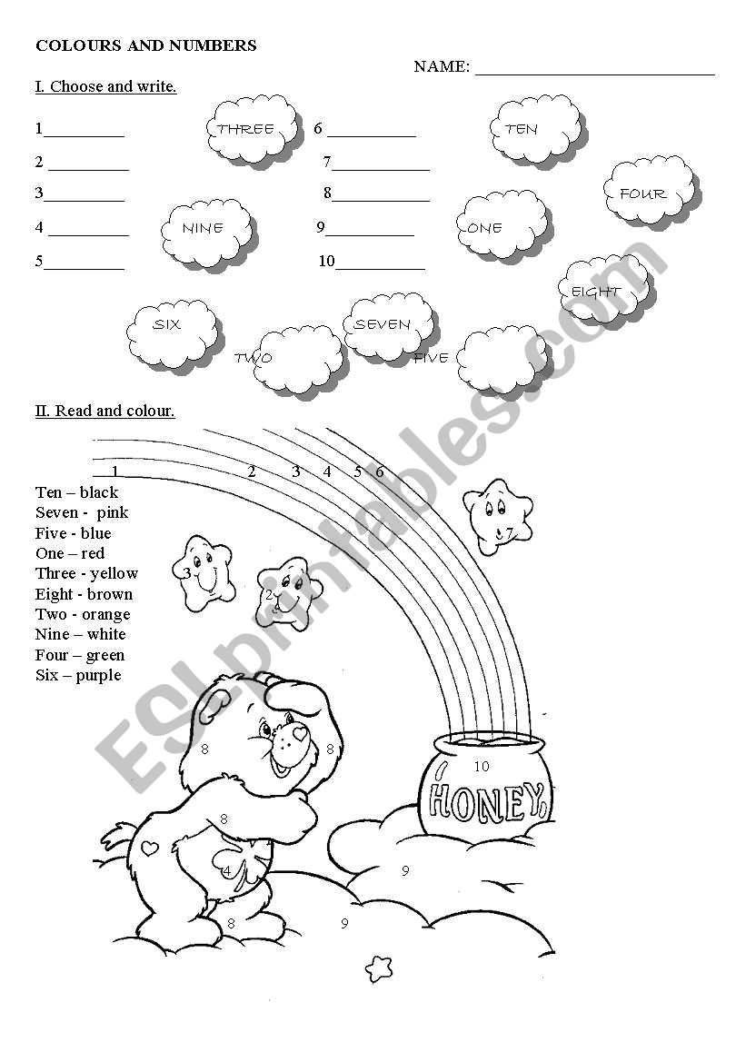 Care bear - Numbers and colours