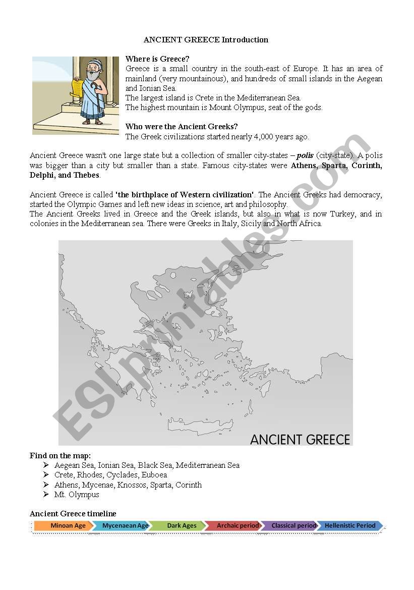Ancient Greece Introduction worksheet