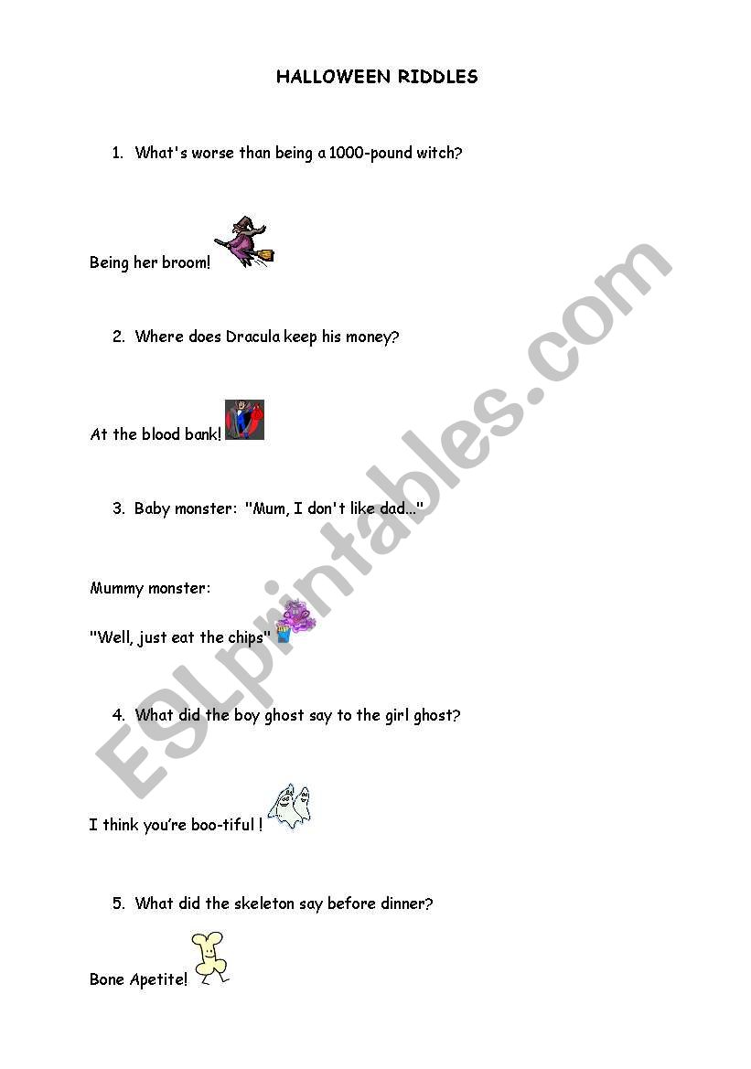 Halloween Riddles worksheet
