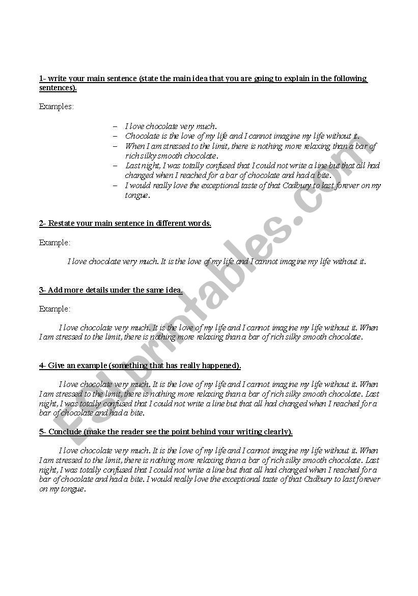 How to Write a Paragraph worksheet