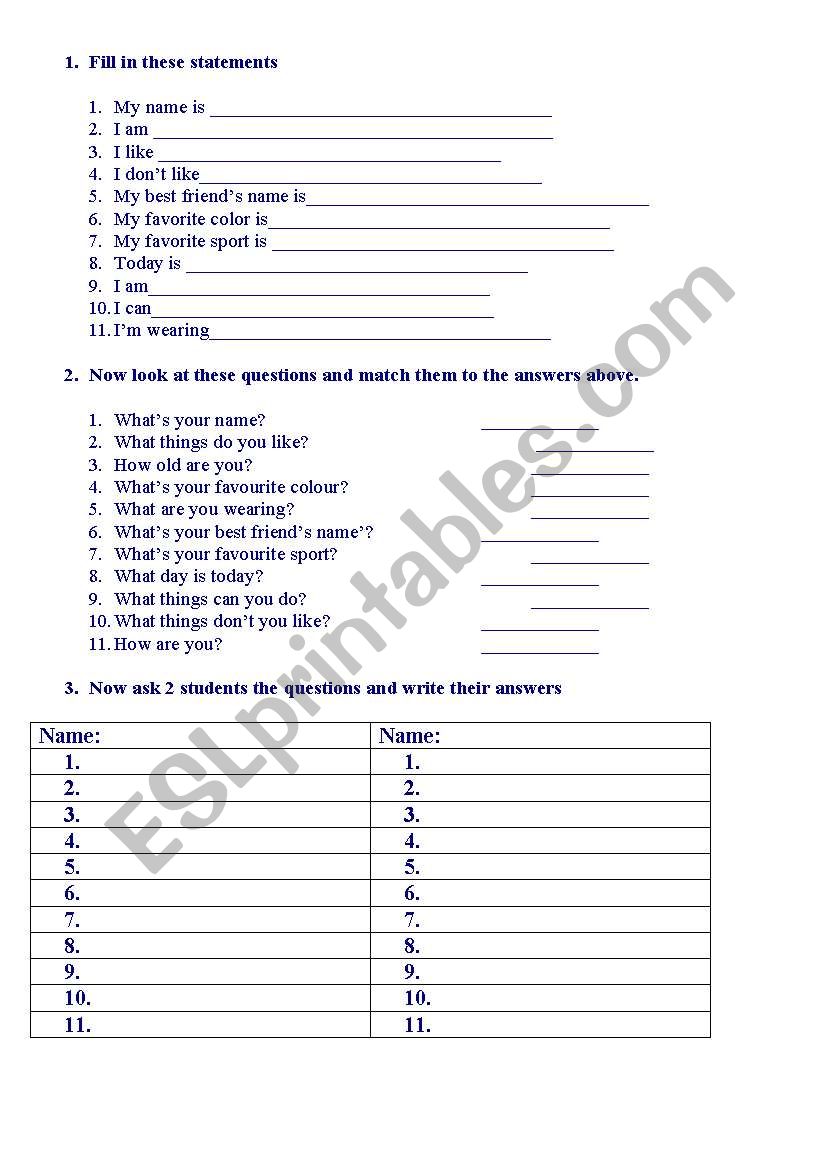 QUESTIONS worksheet