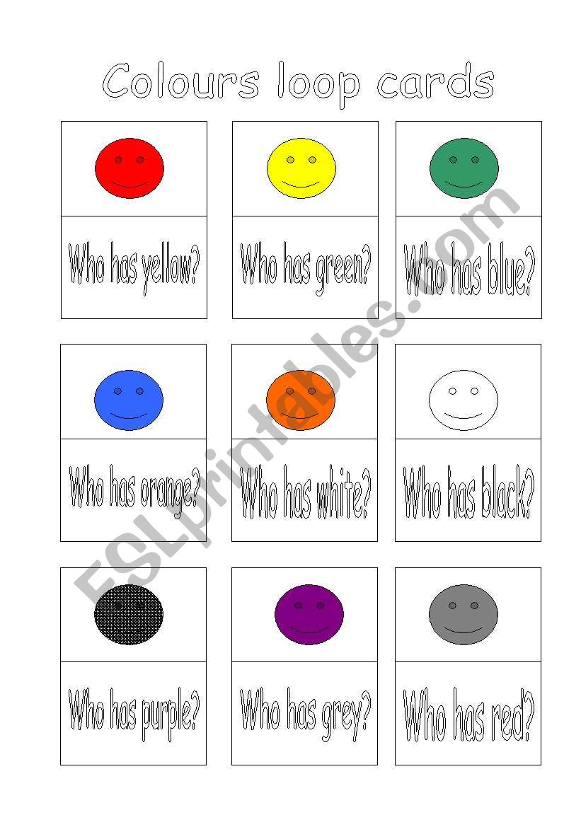 Colours Loop Cards worksheet