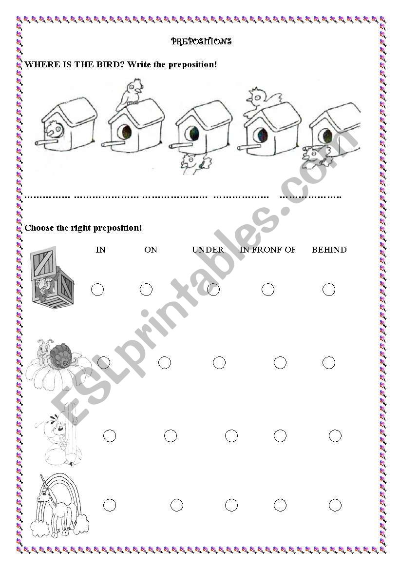 Prepositions worksheet