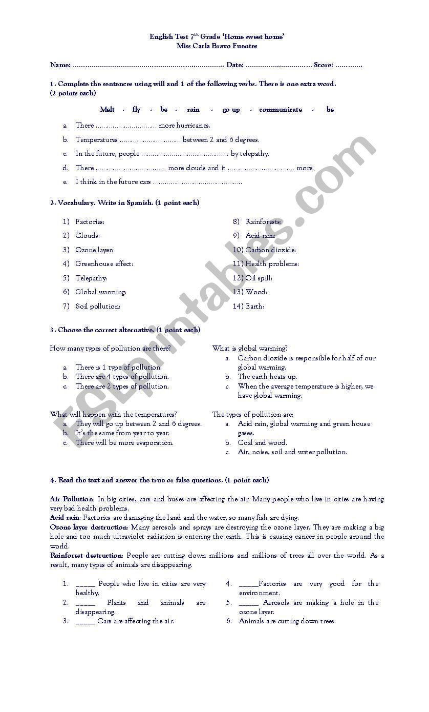 talking about global warming worksheet