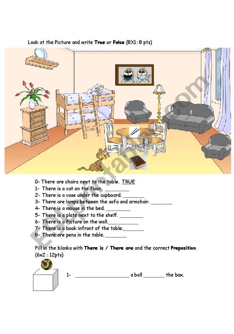 there is / are prepositions worksheet