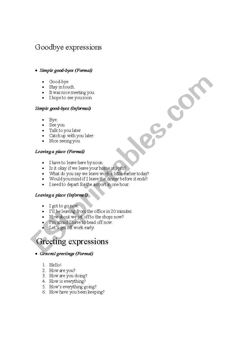 useful expressions worksheet
