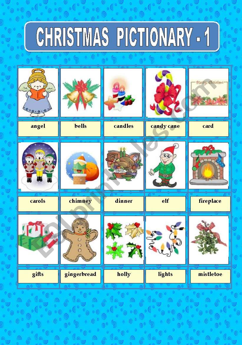 CHRISTMAS PICTIONARY 1 worksheet