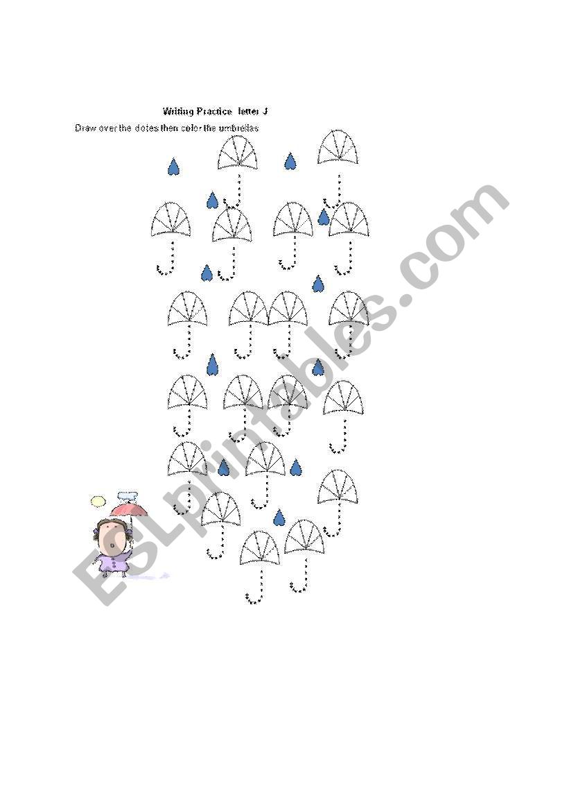 Letter J -Umbrellas worksheet