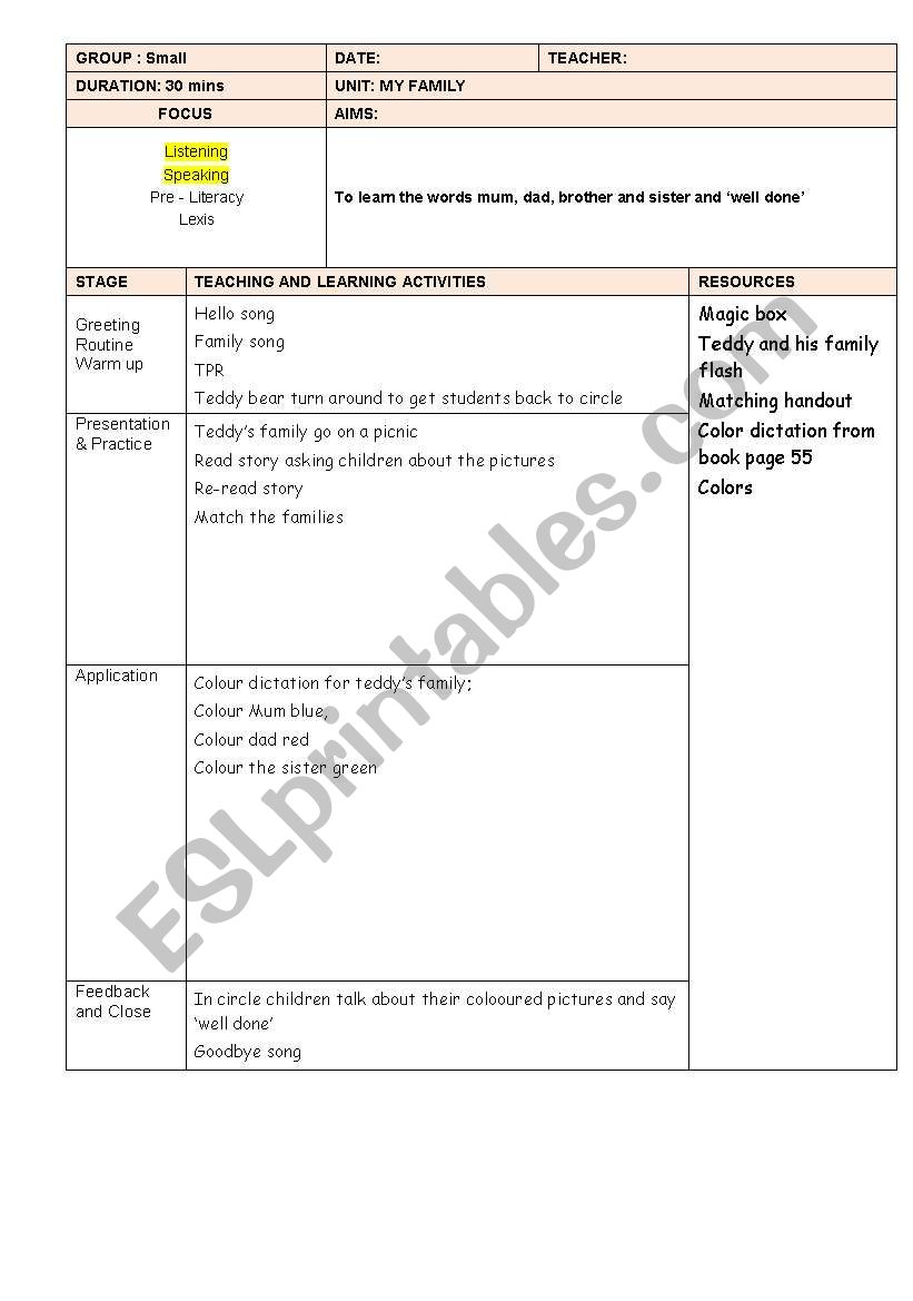 lesson plan worksheet