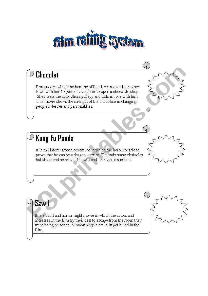 film rating and describing worksheet