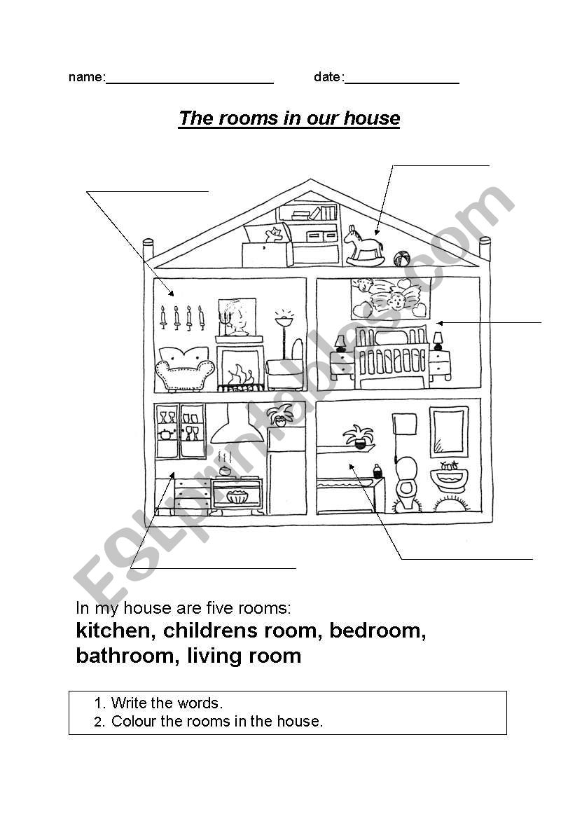 The rooms in our house worksheet