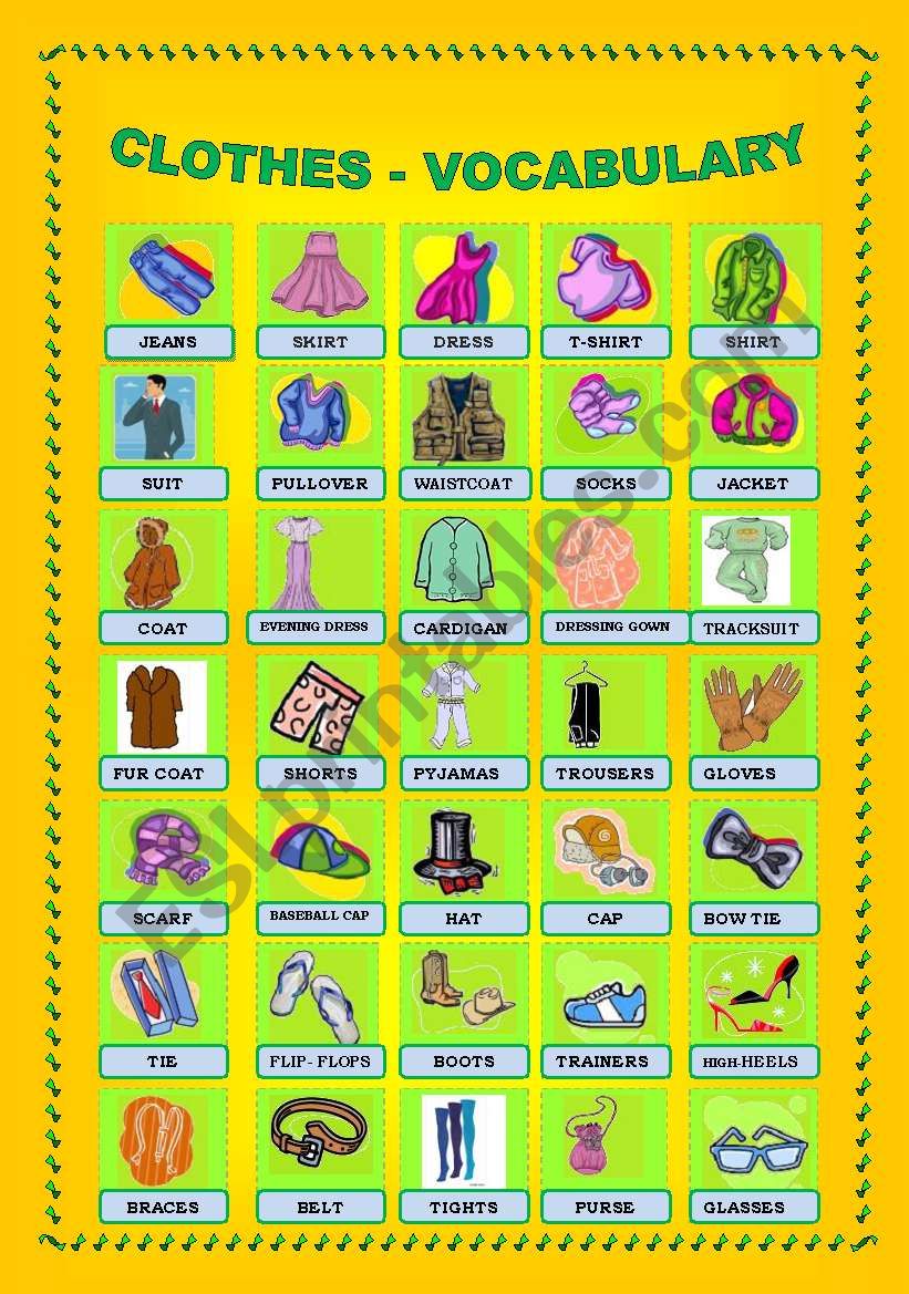 Clothes VOCABULARY worksheet