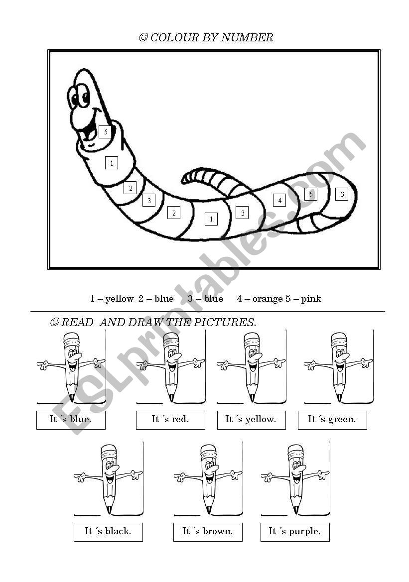 Colour by number worksheet