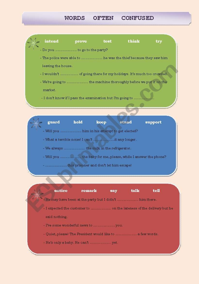 words often confused worksheet