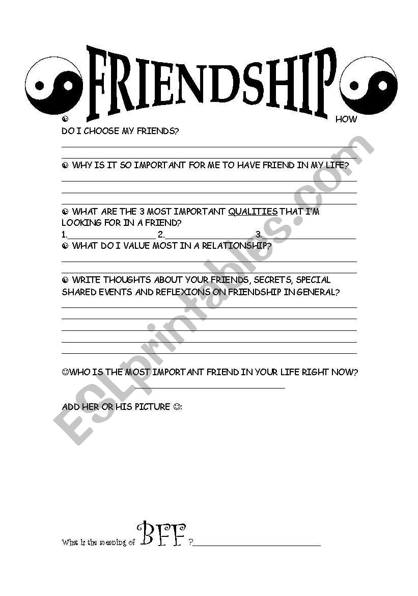 Friendship worksheet